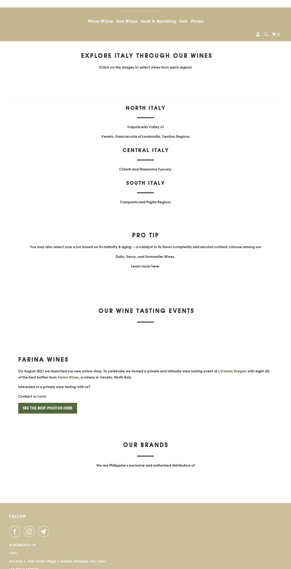 gaetanoswinebar.com shopify website screenshot