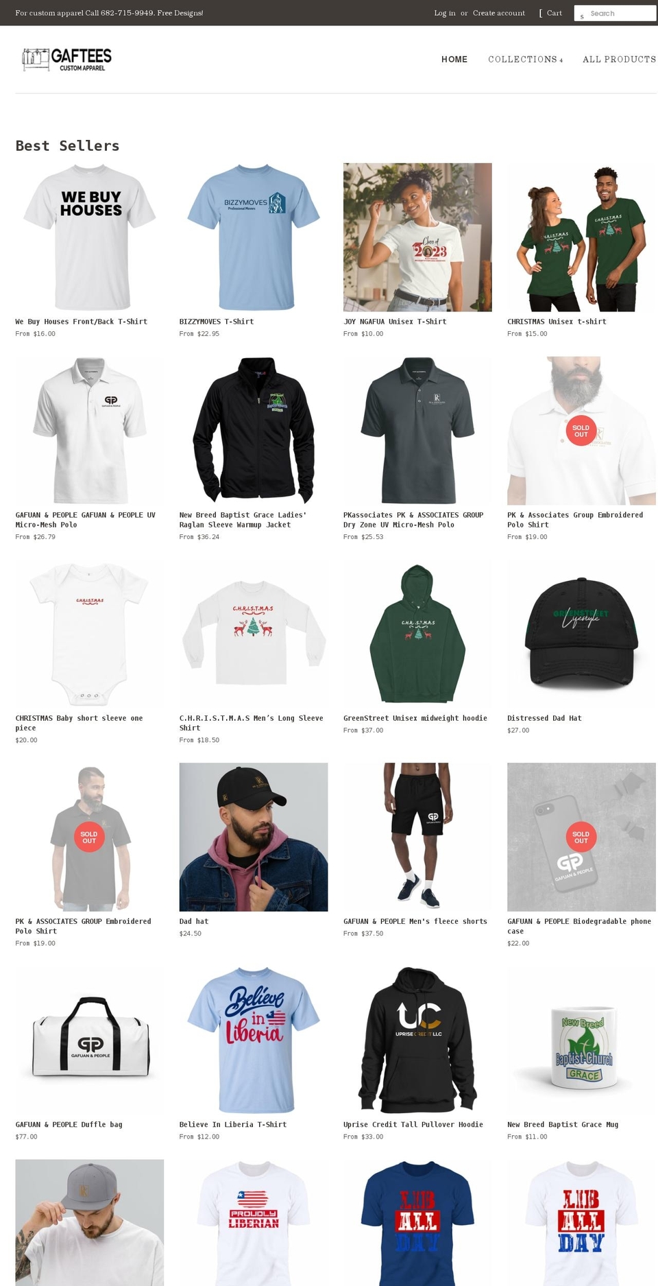 gaftees.com shopify website screenshot