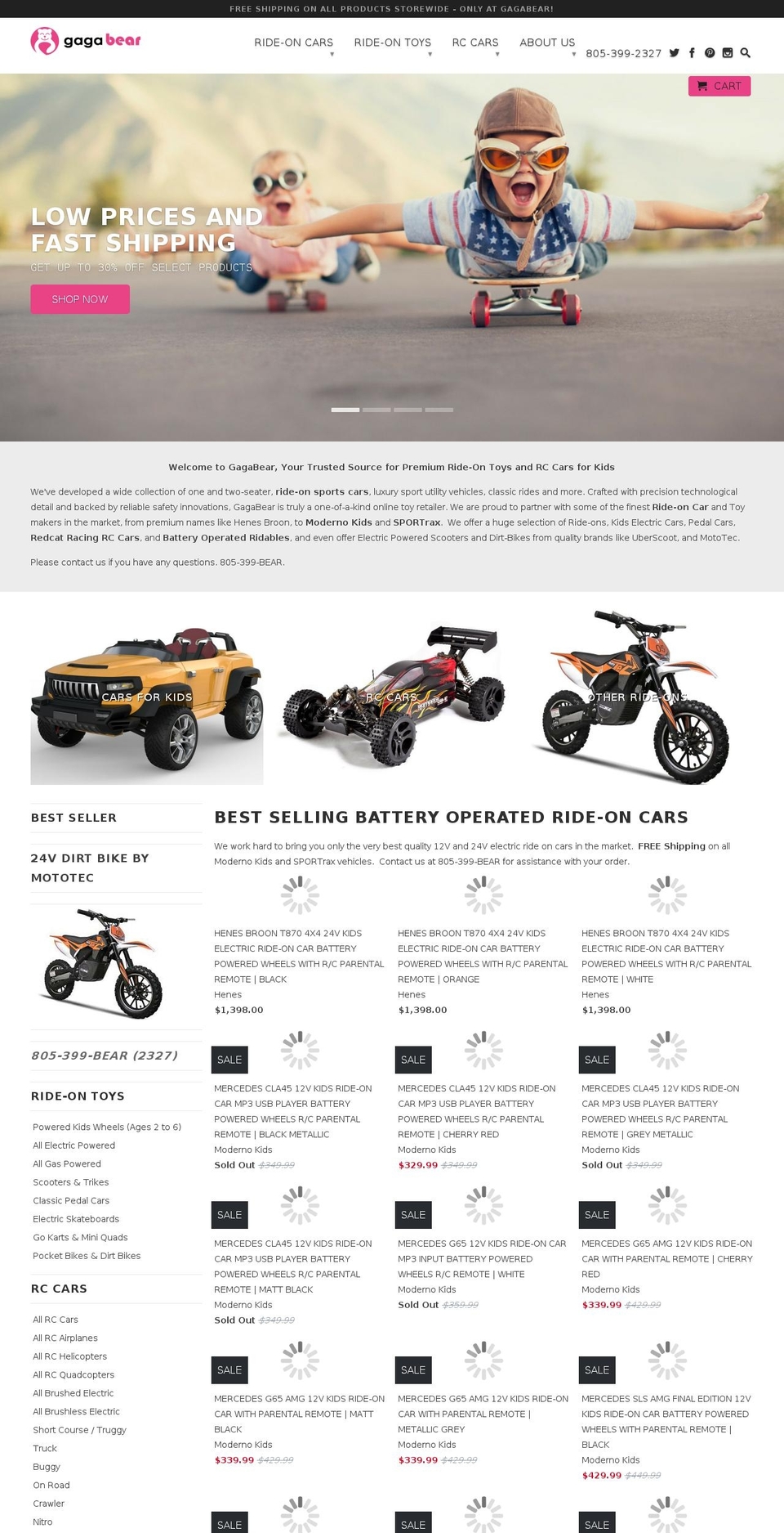 gagabear.com shopify website screenshot