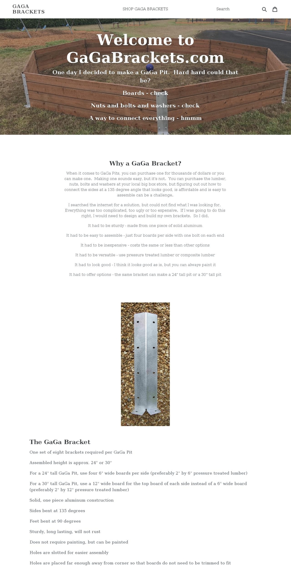 gagabrackets.com — Shopify storefront screenshot