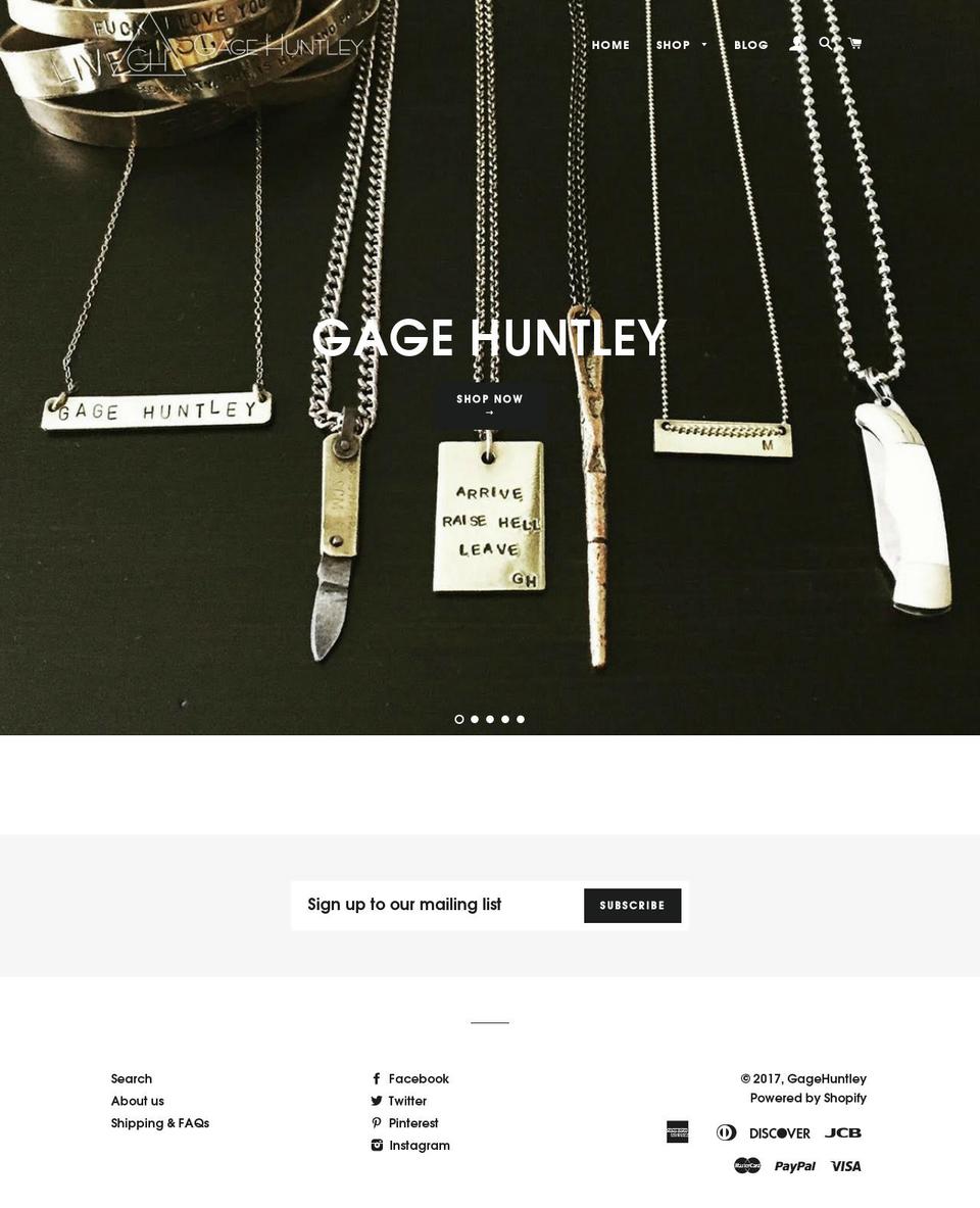 Craft Shopify theme site example gagehuntley.com