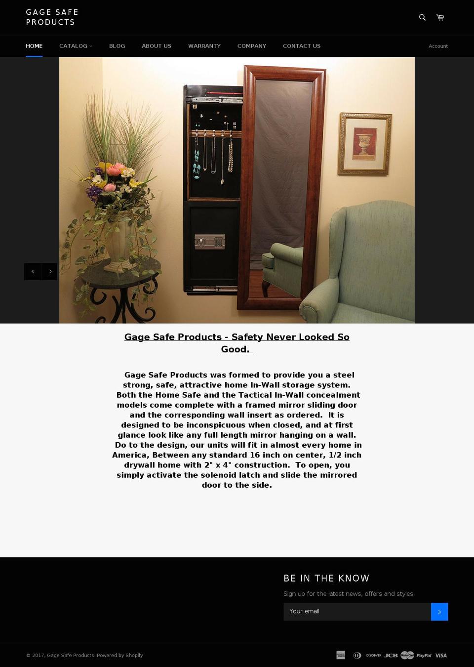 gagesafeproducts.com shopify website screenshot