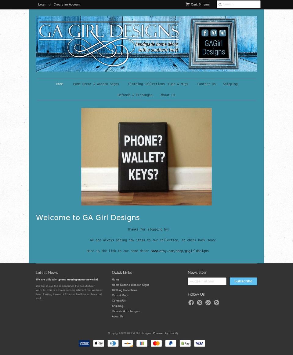 gagirldesigns.com — Shopify storefront screenshot