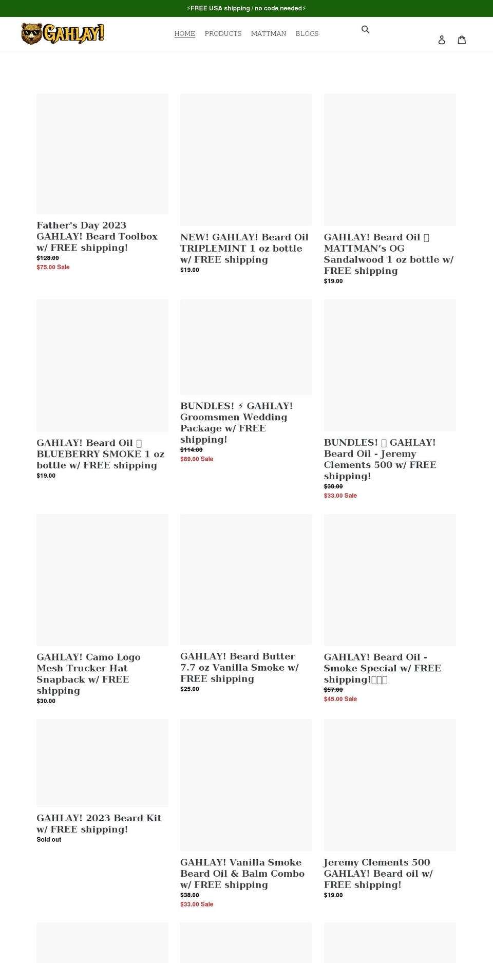 gahlaybrand.com shopify website screenshot