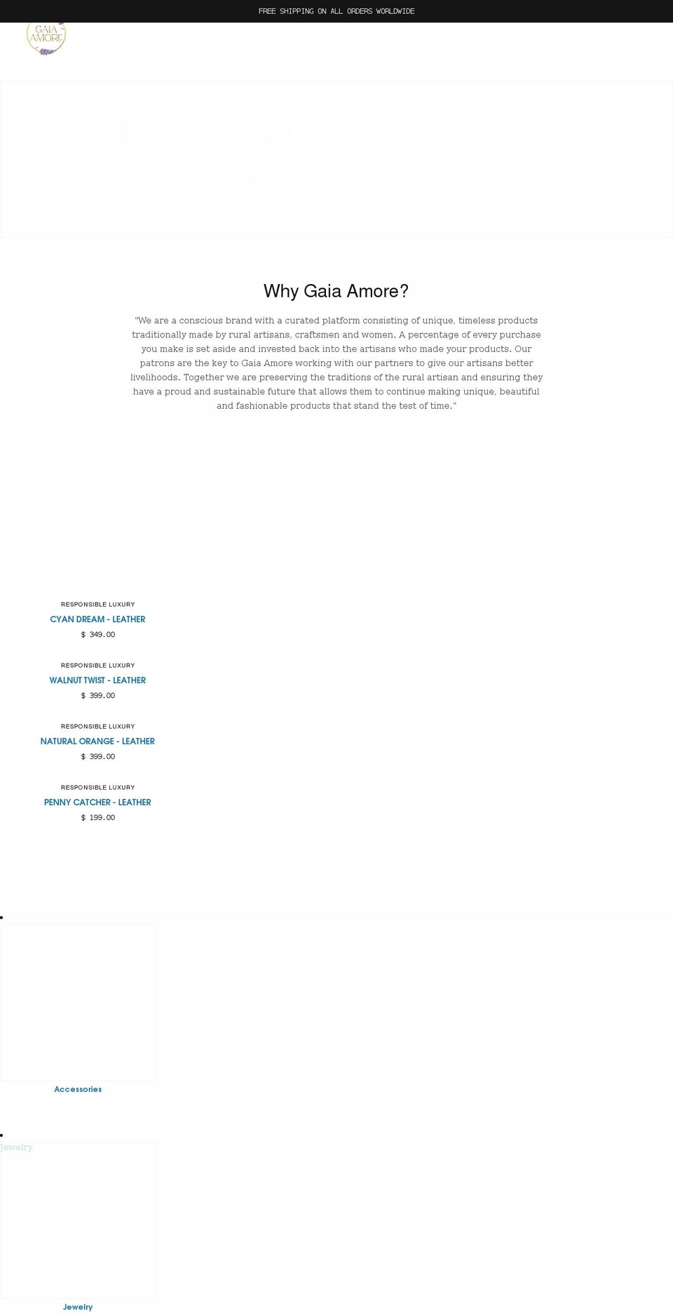 gaia-amore.com shopify website screenshot