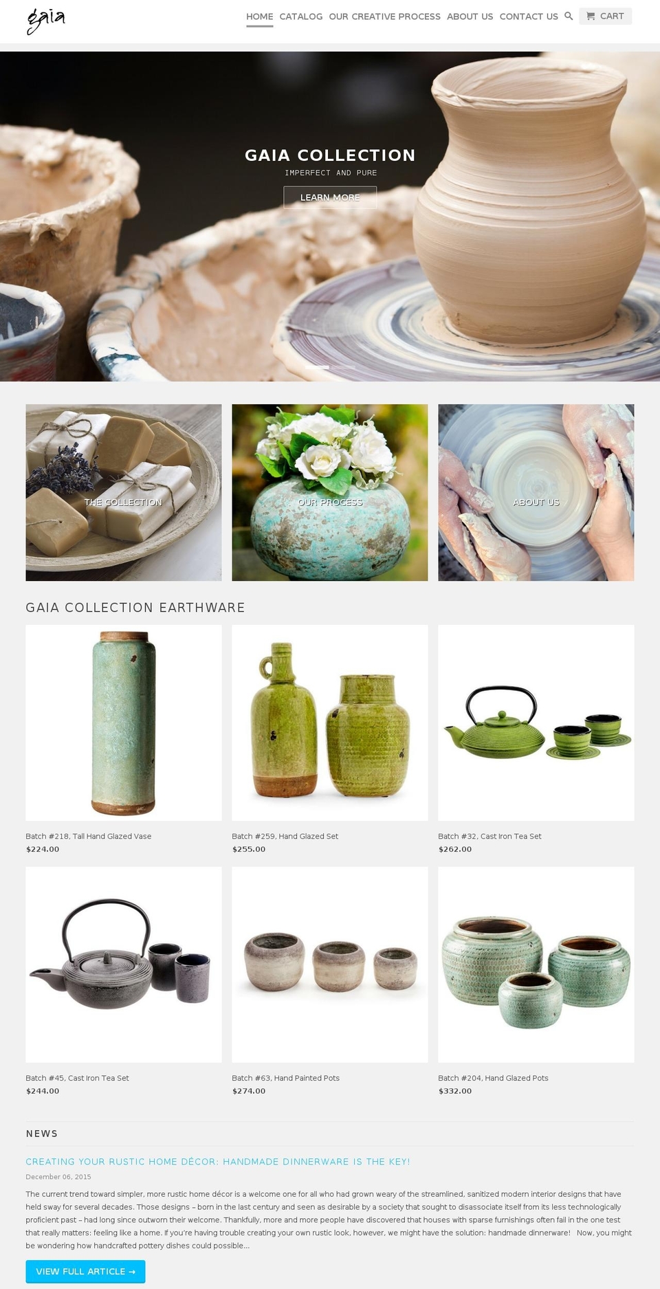 gaiacollection.com shopify website screenshot