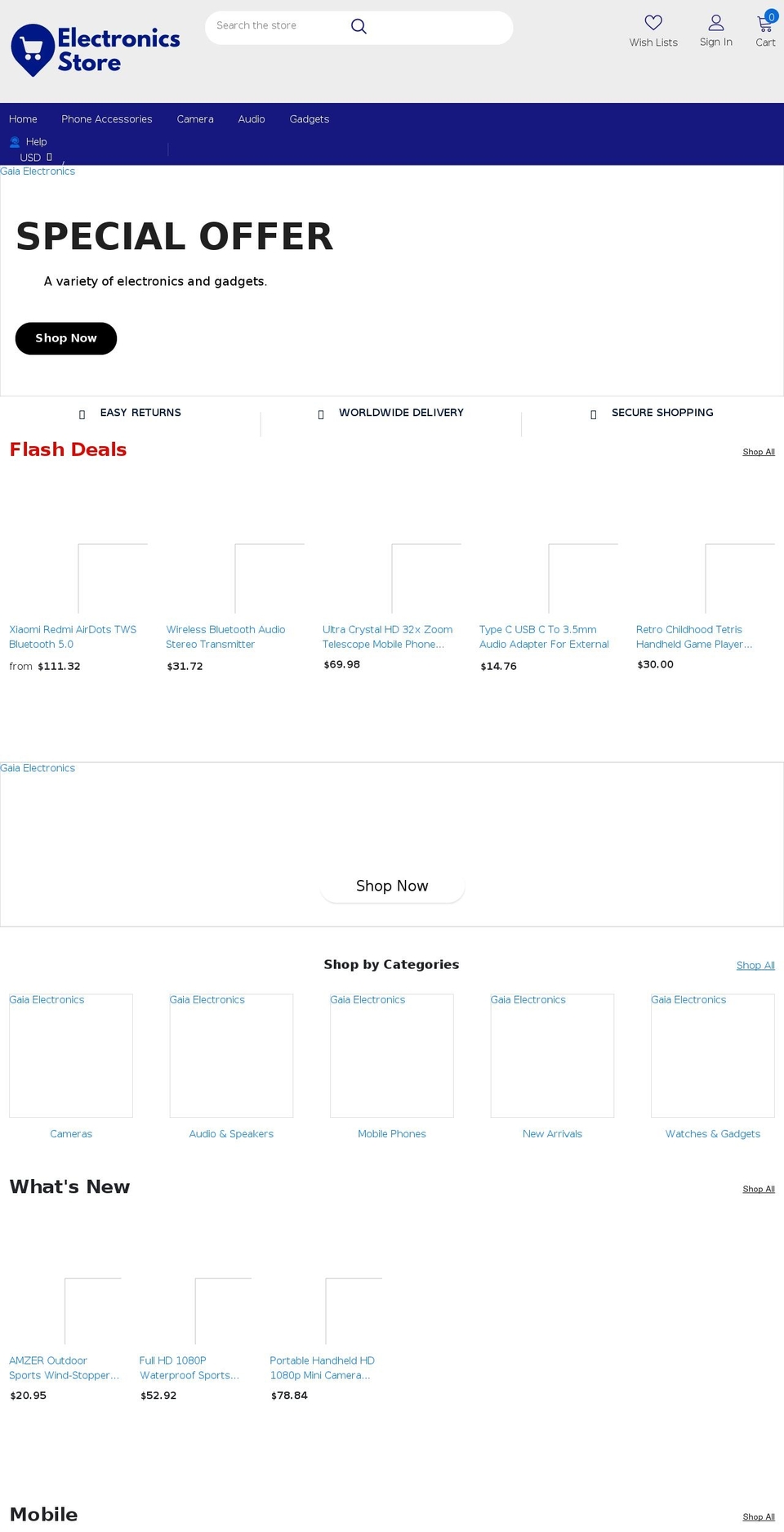 gaiaelectronics.com shopify website screenshot