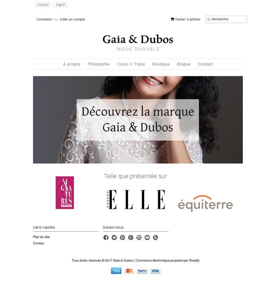 gaiaetdubos.com shopify website screenshot