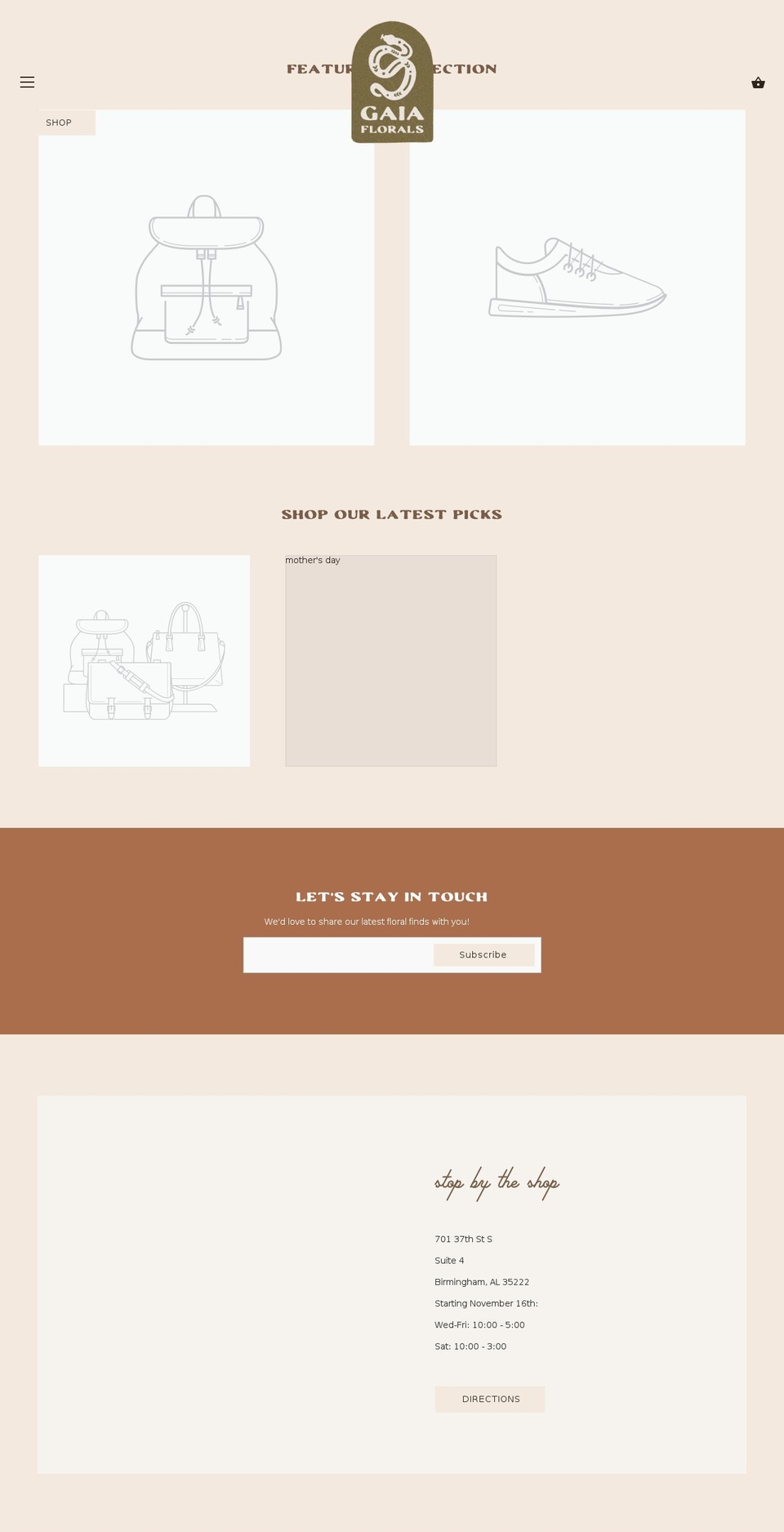 gaiaflorals.com shopify website screenshot