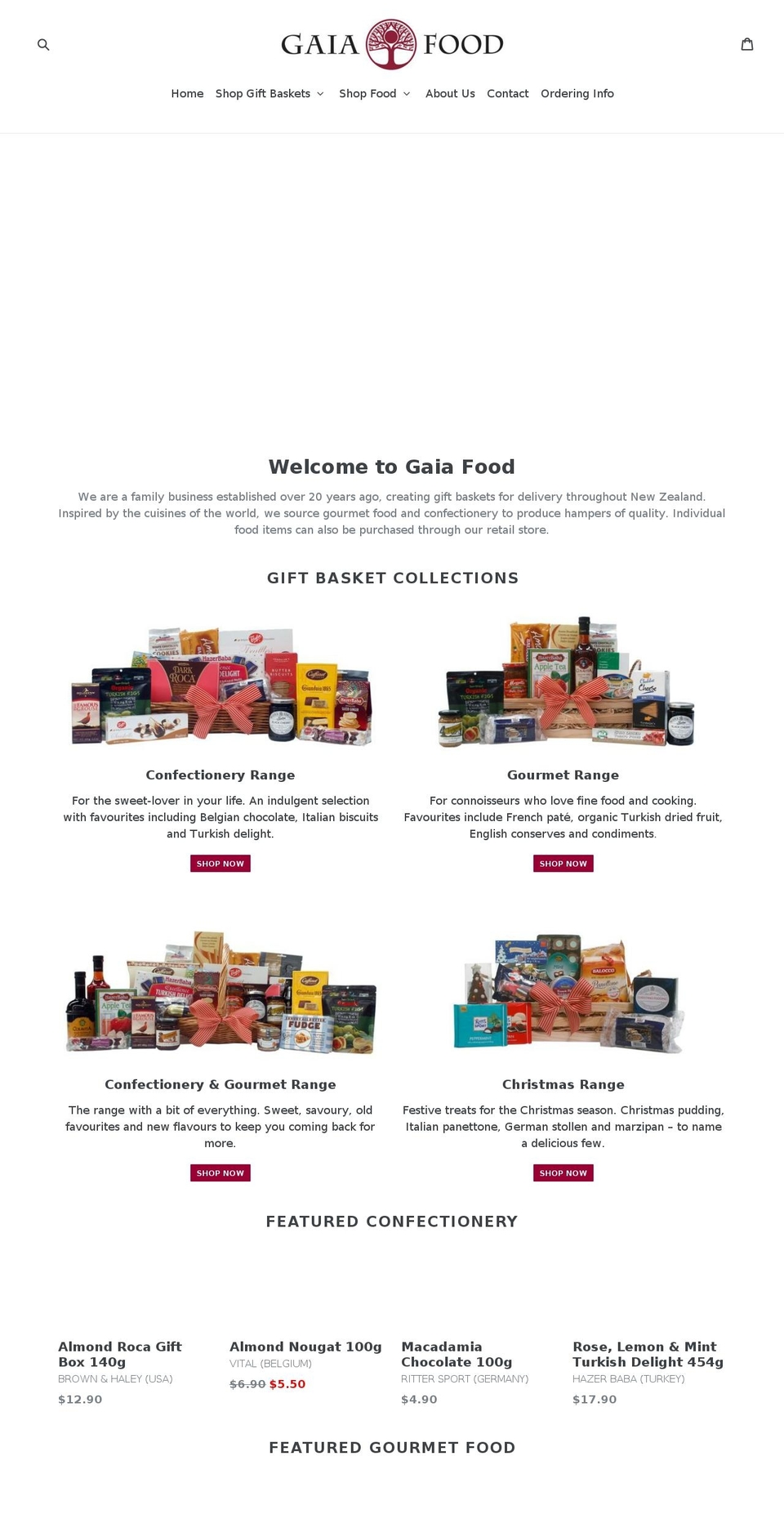 gaiafood.co.nz shopify website screenshot