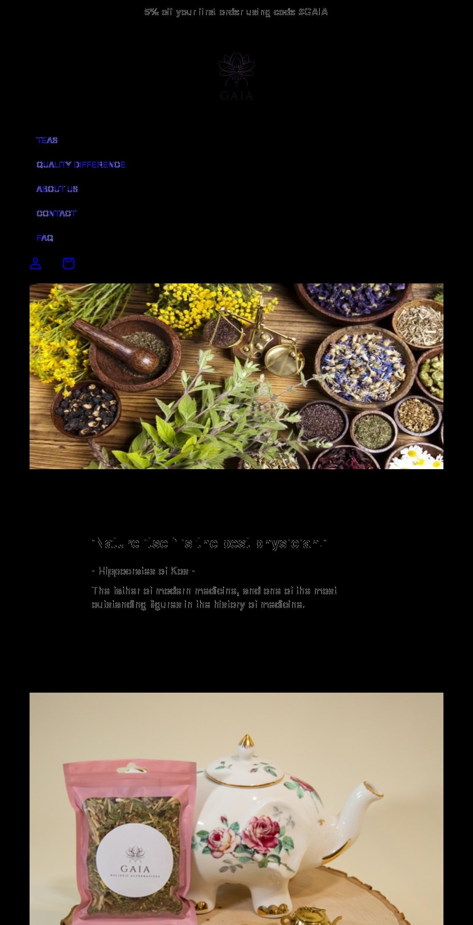 gaiaholistics.net shopify website screenshot