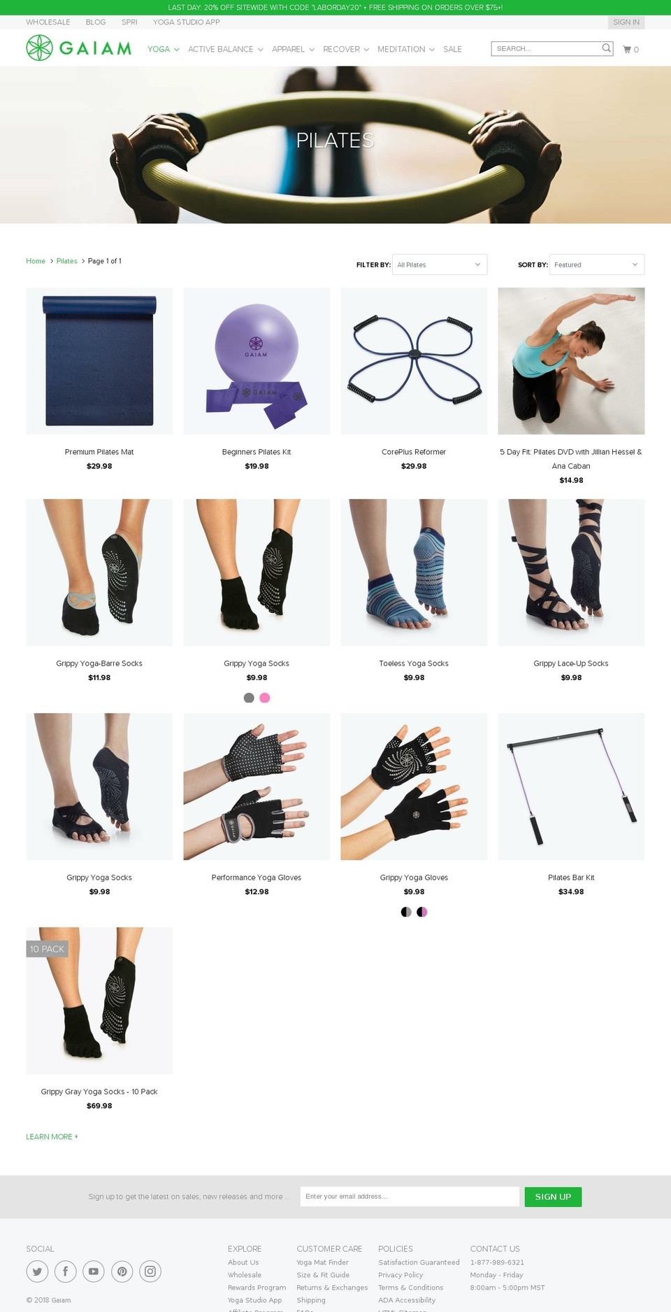 gaiampilates.com — Shopify storefront screenshot