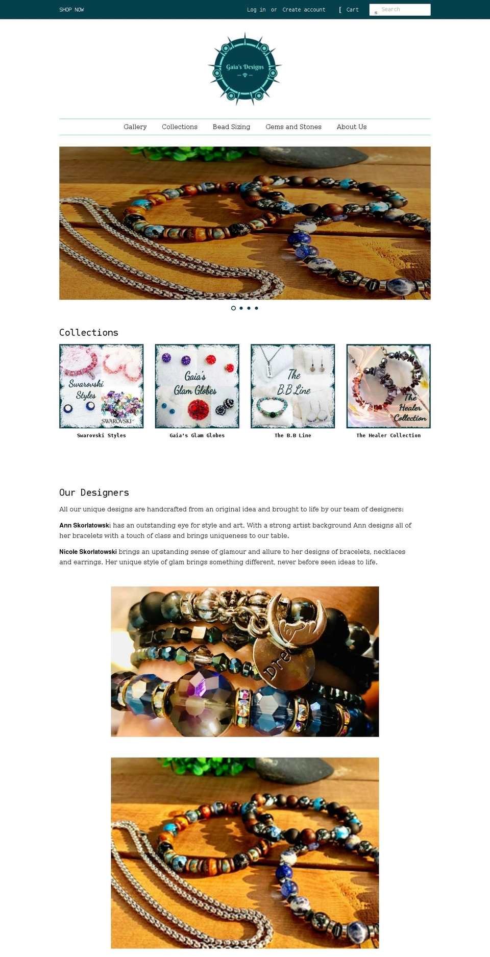gaiasdesigns.com shopify website screenshot
