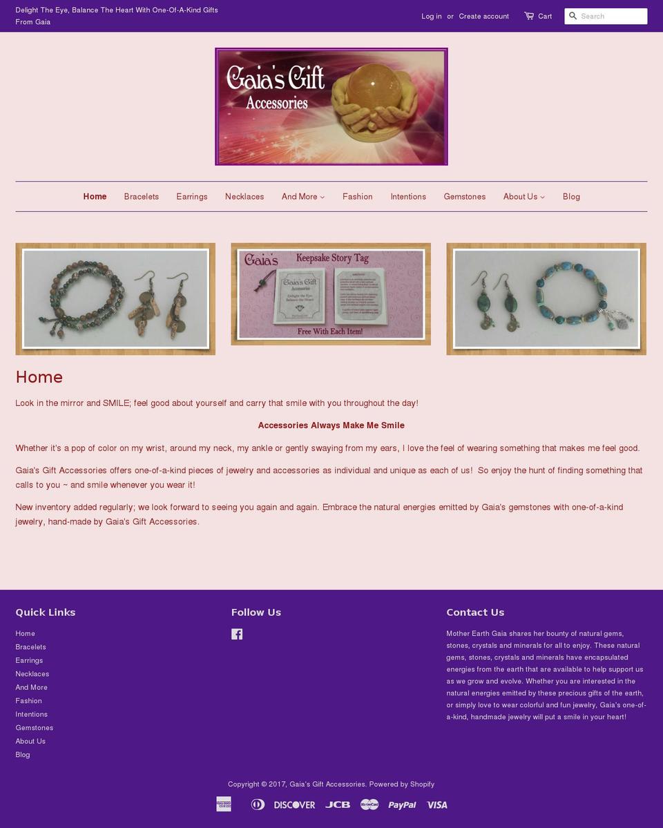 gaiasgiftaccessories.com shopify website screenshot