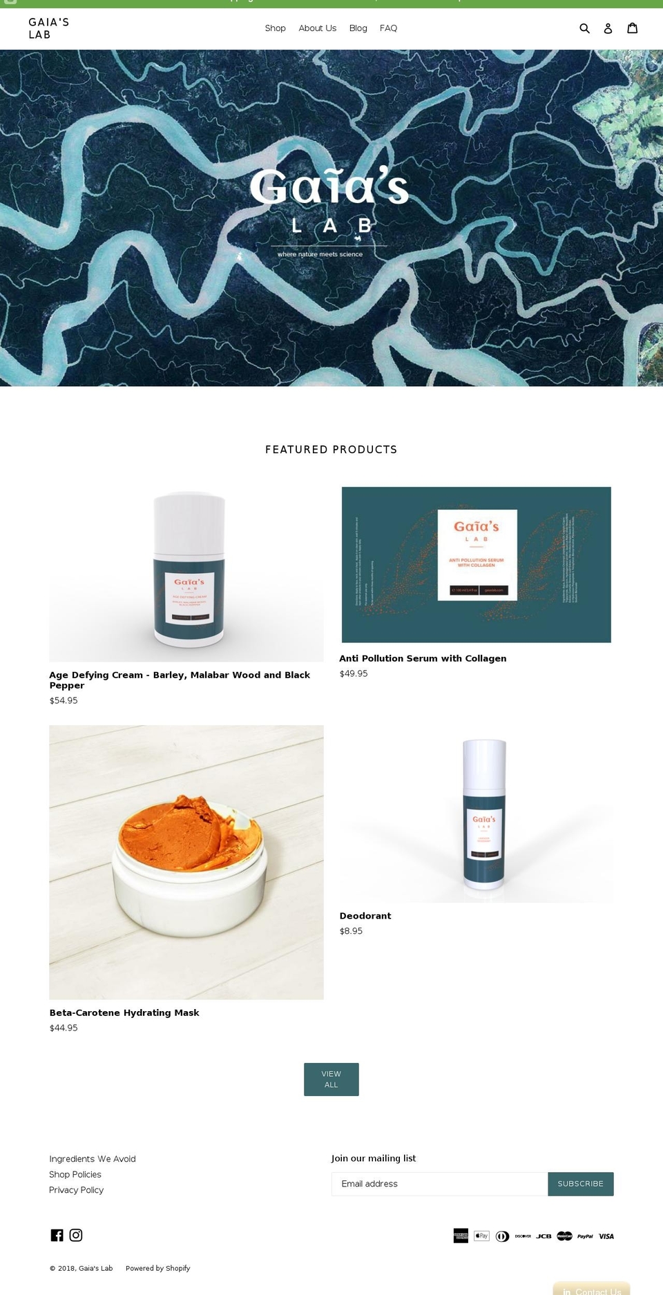 gaiaslab.com — Shopify storefront screenshot