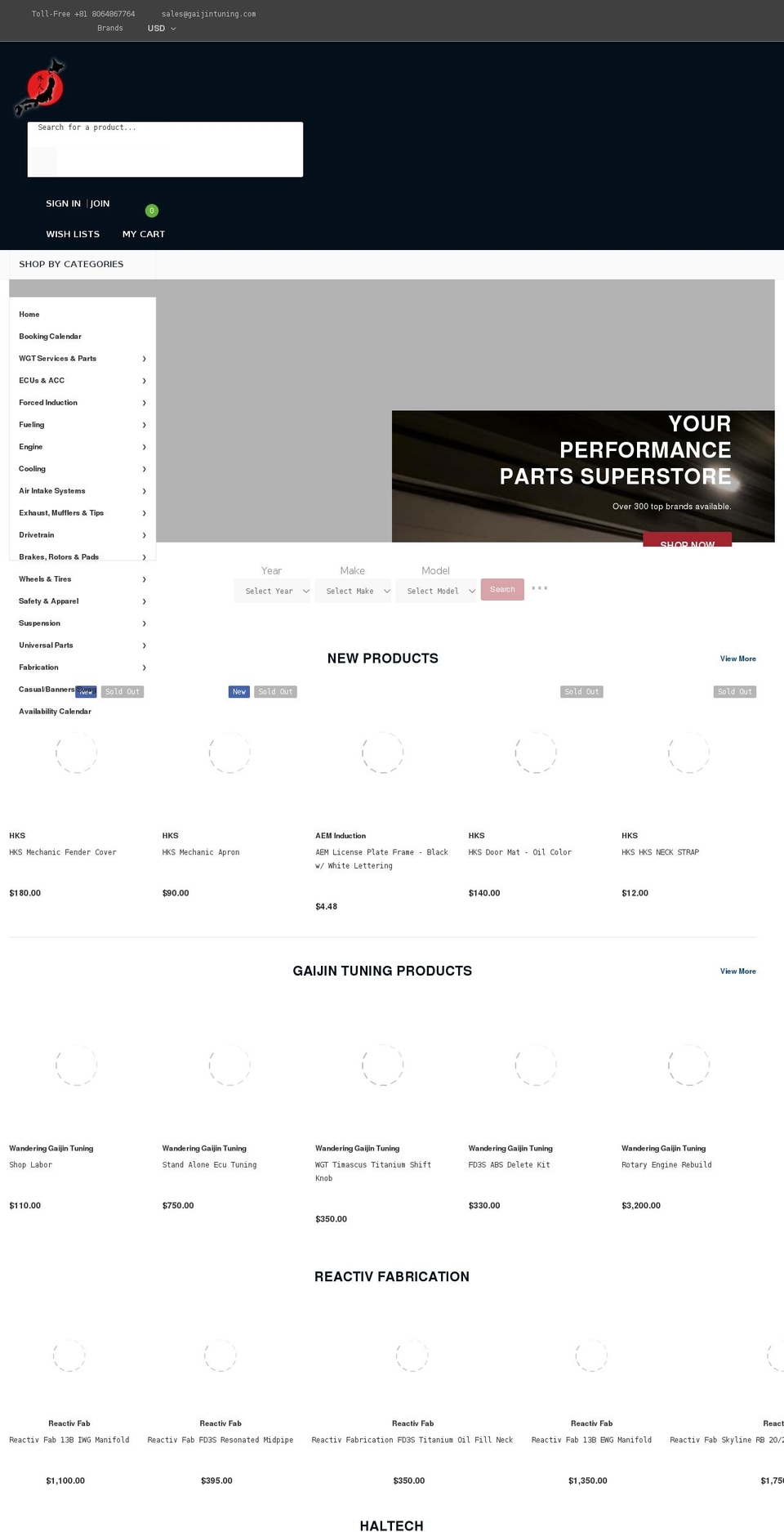 gaijintuning.com shopify website screenshot