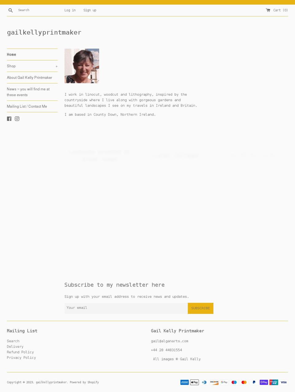 gailkellyprintmaker.com — Shopify storefront screenshot
