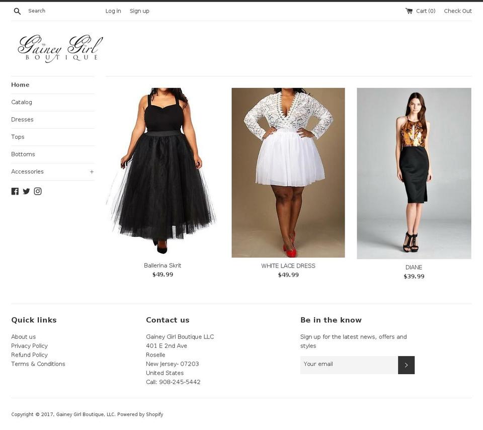 gaineygirlboutique.com shopify website screenshot