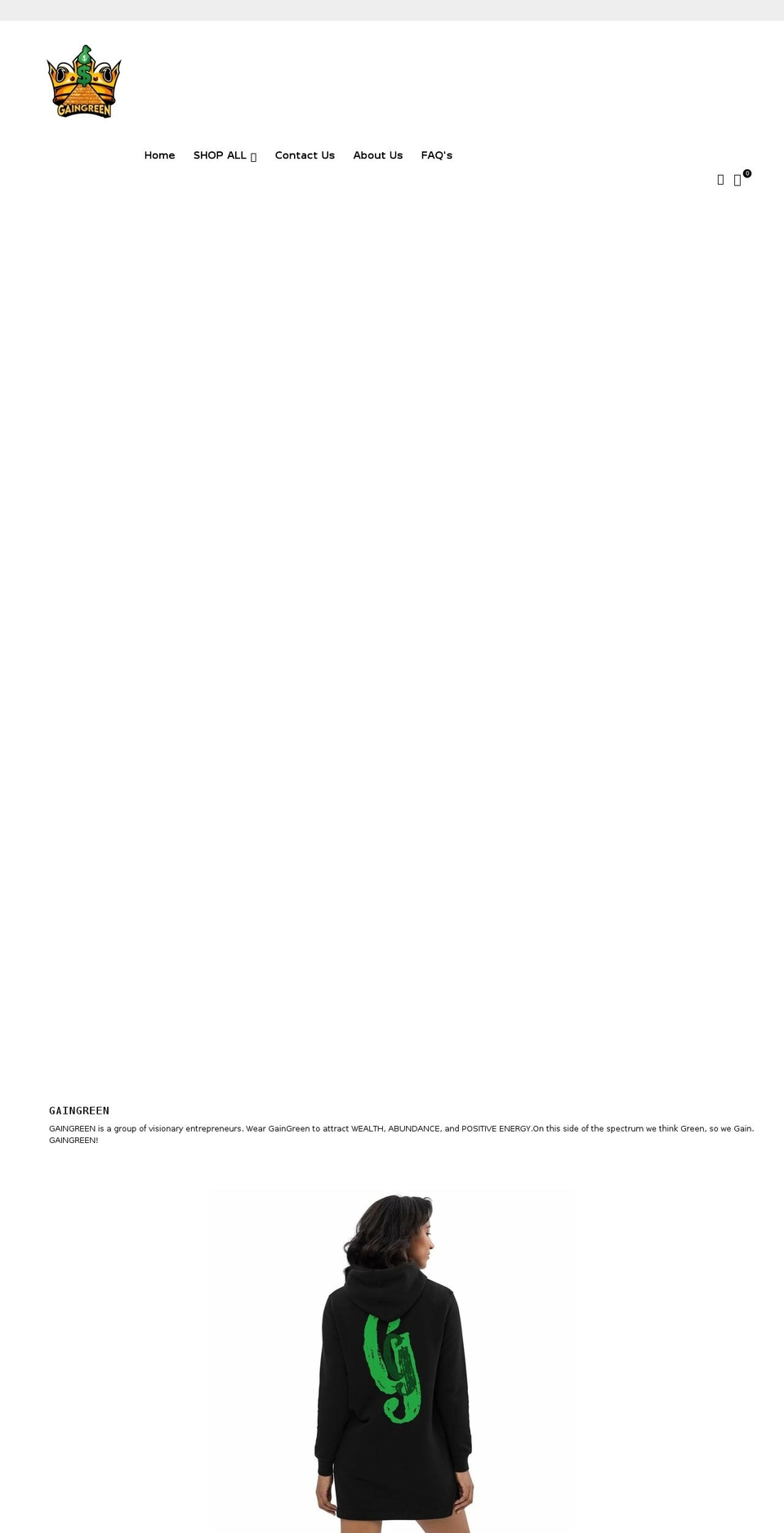 gaingreenmerch.com shopify website screenshot