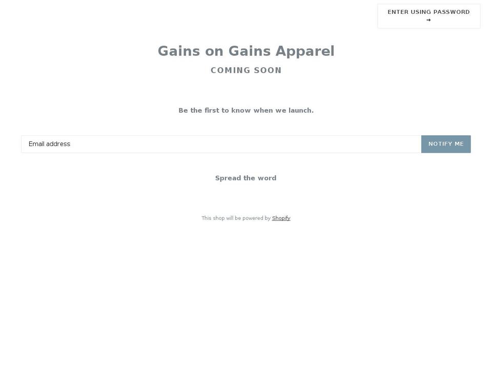 gainsongainsapparel.com — Shopify storefront screenshot