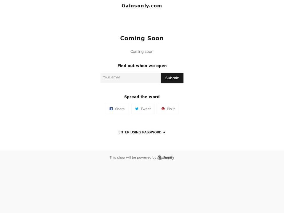 gainsonly.com shopify website screenshot