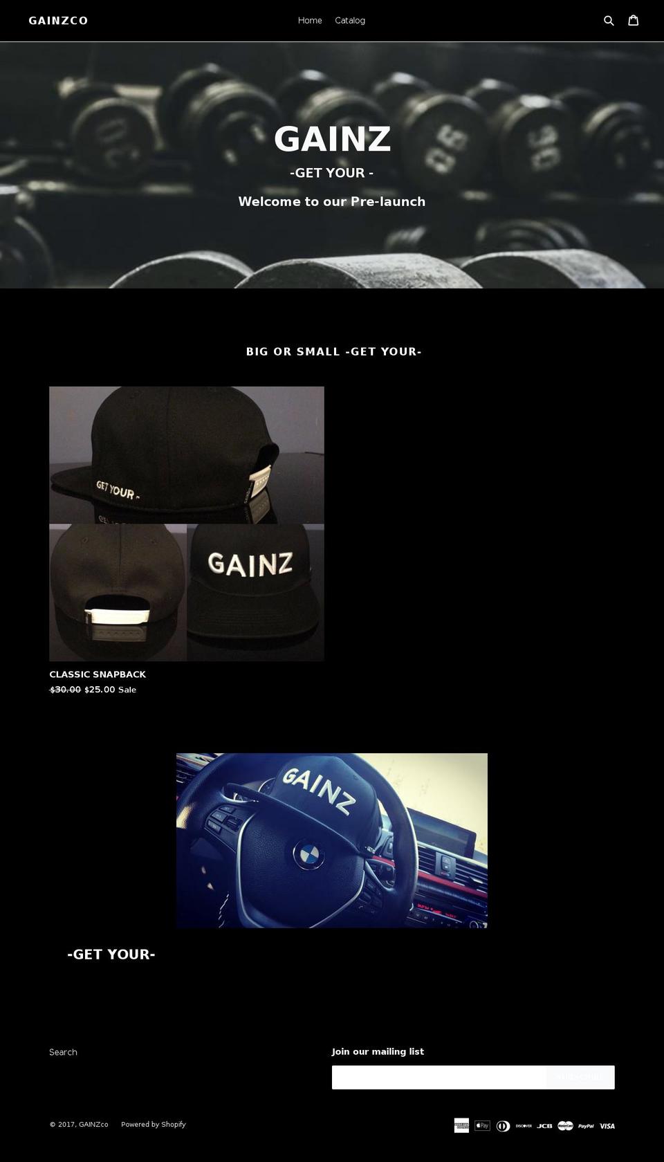 gainzco.com shopify website screenshot
