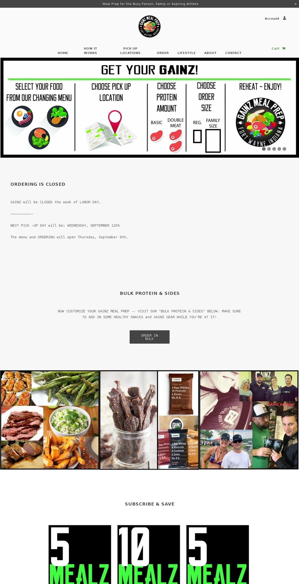 gainzmealz.com — Shopify storefront screenshot