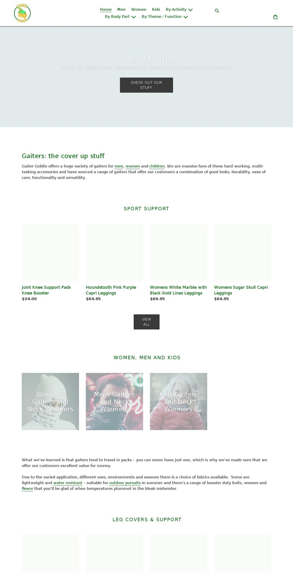 gaitergoblin.com shopify website screenshot