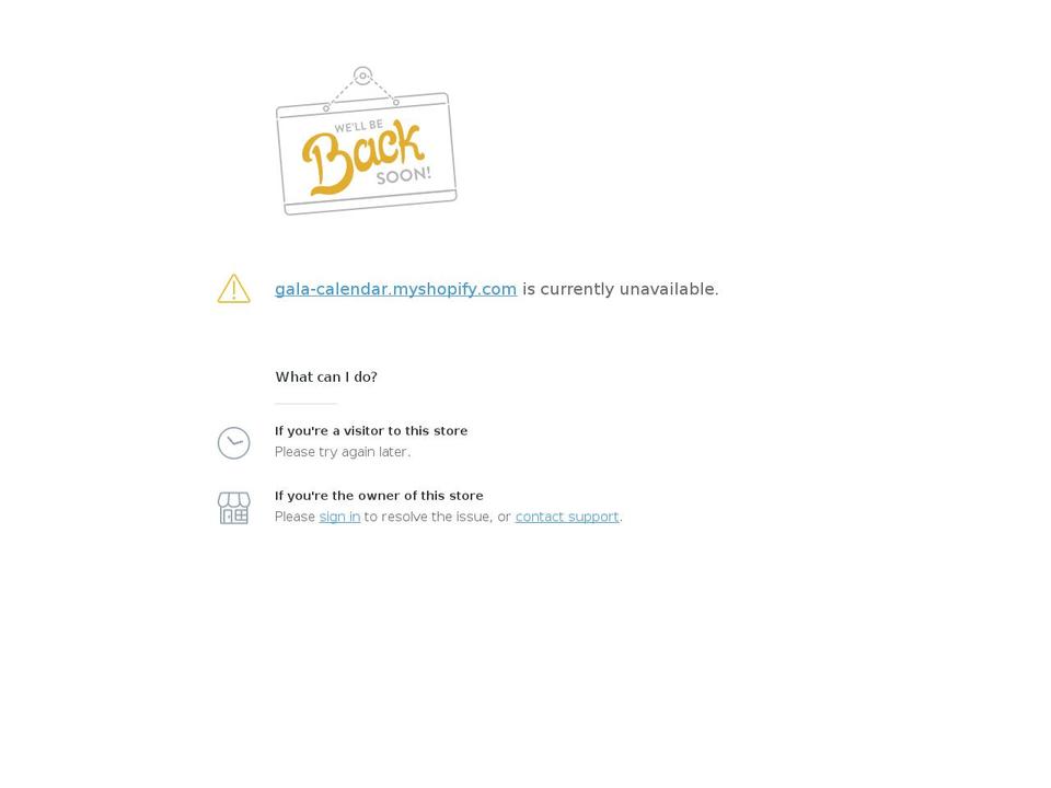 gala-calendar.myshopify.com shopify website screenshot