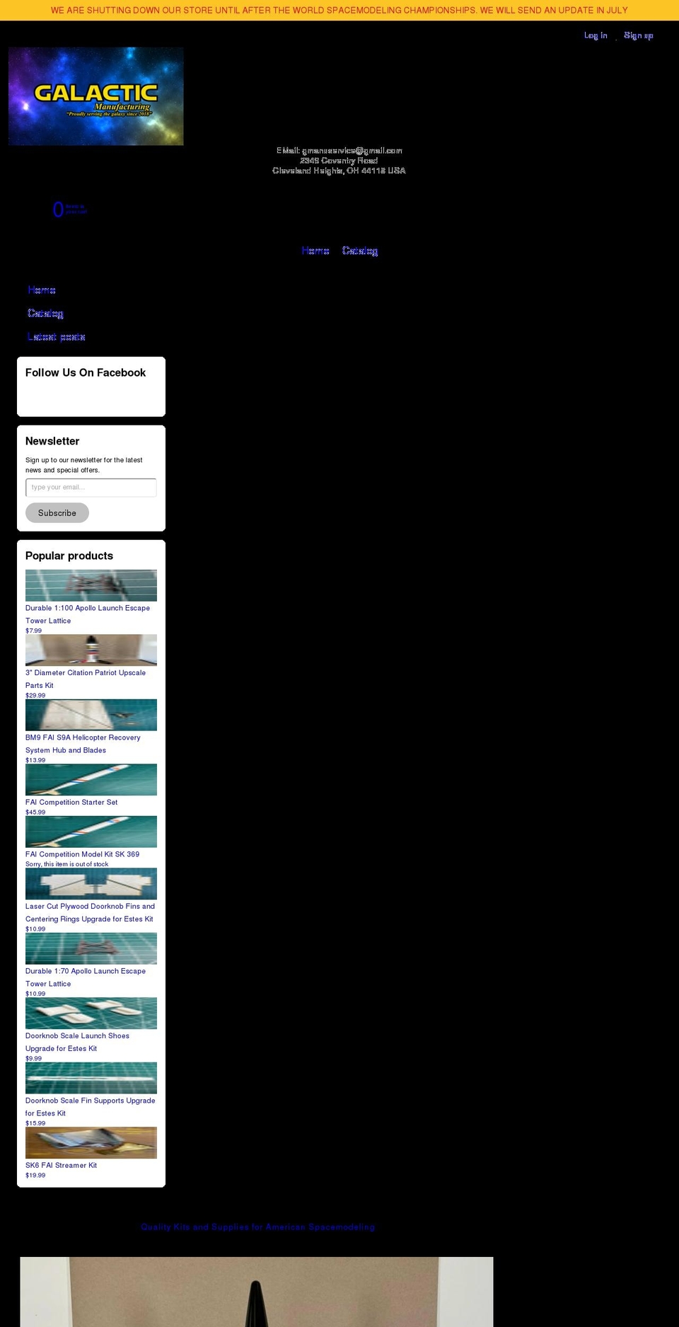 galacticmanufacturing.com shopify website screenshot