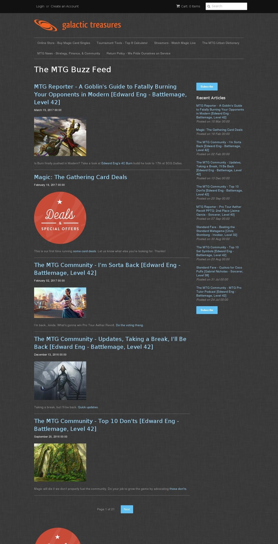 galactictreasures.com shopify website screenshot