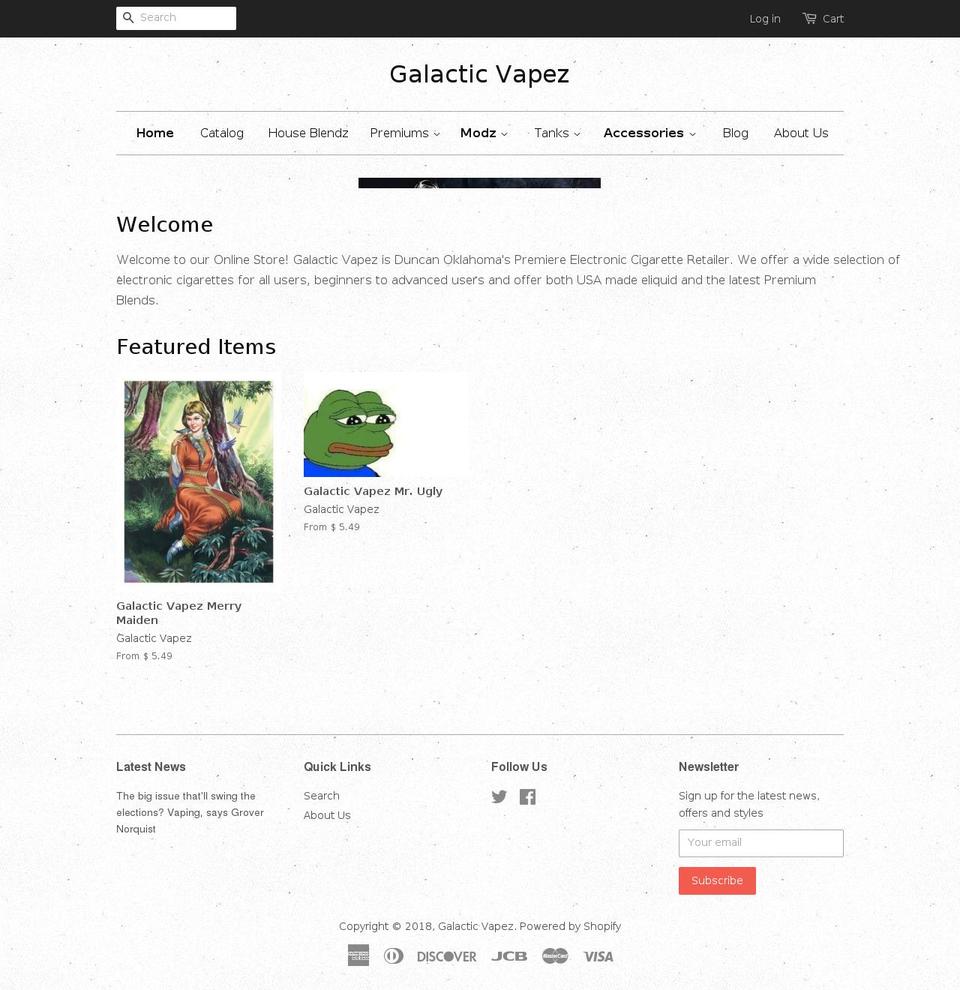 galacticvapez.com — Shopify storefront screenshot