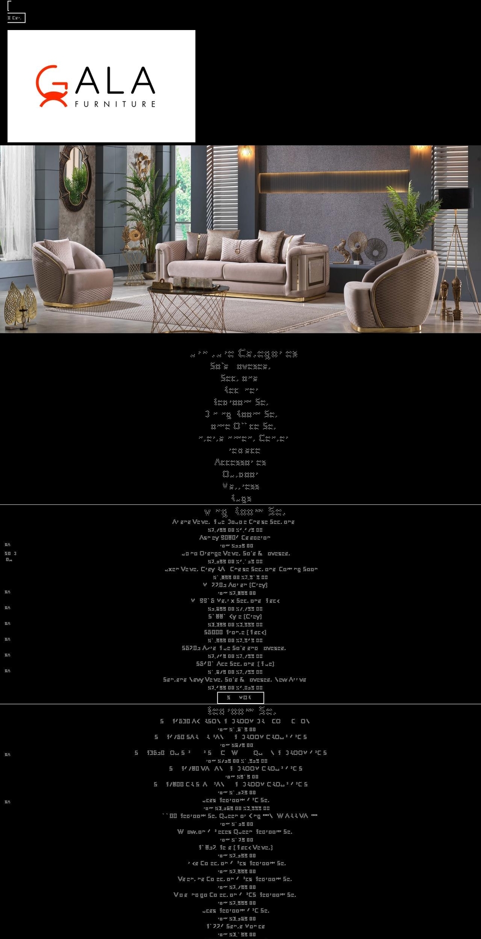 galafurn.com shopify website screenshot