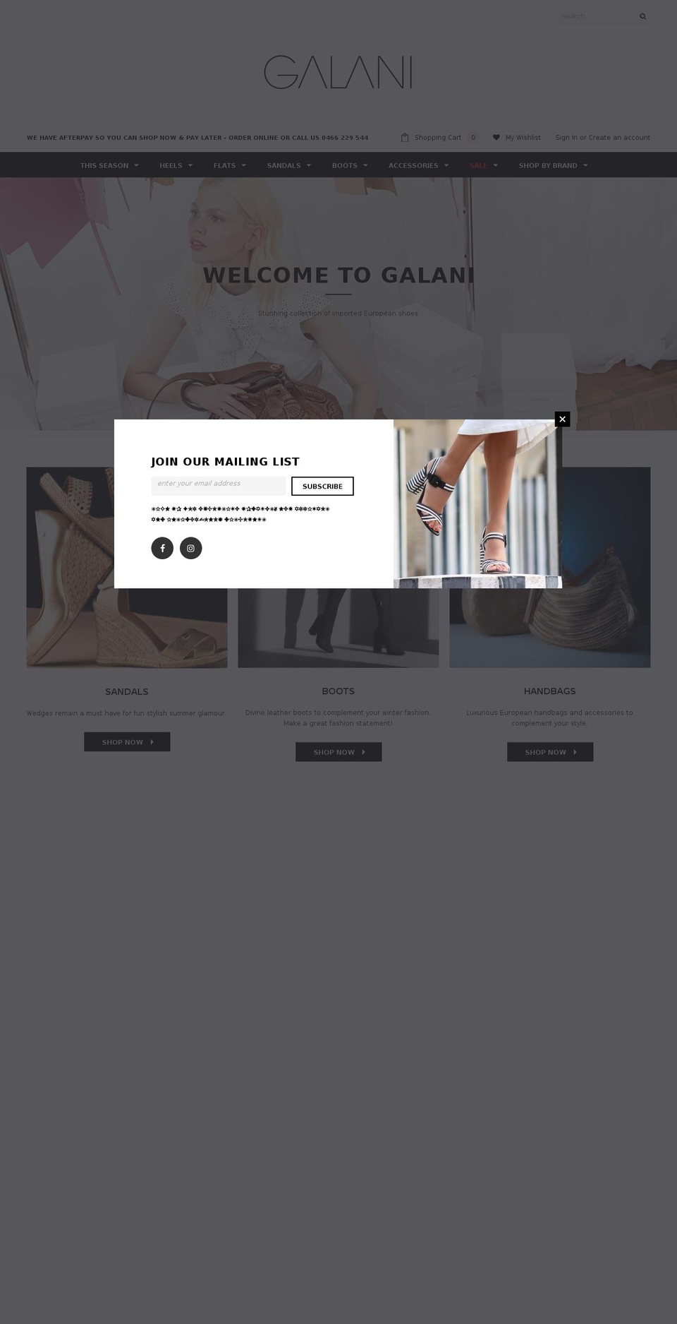 galani.com.au shopify website screenshot