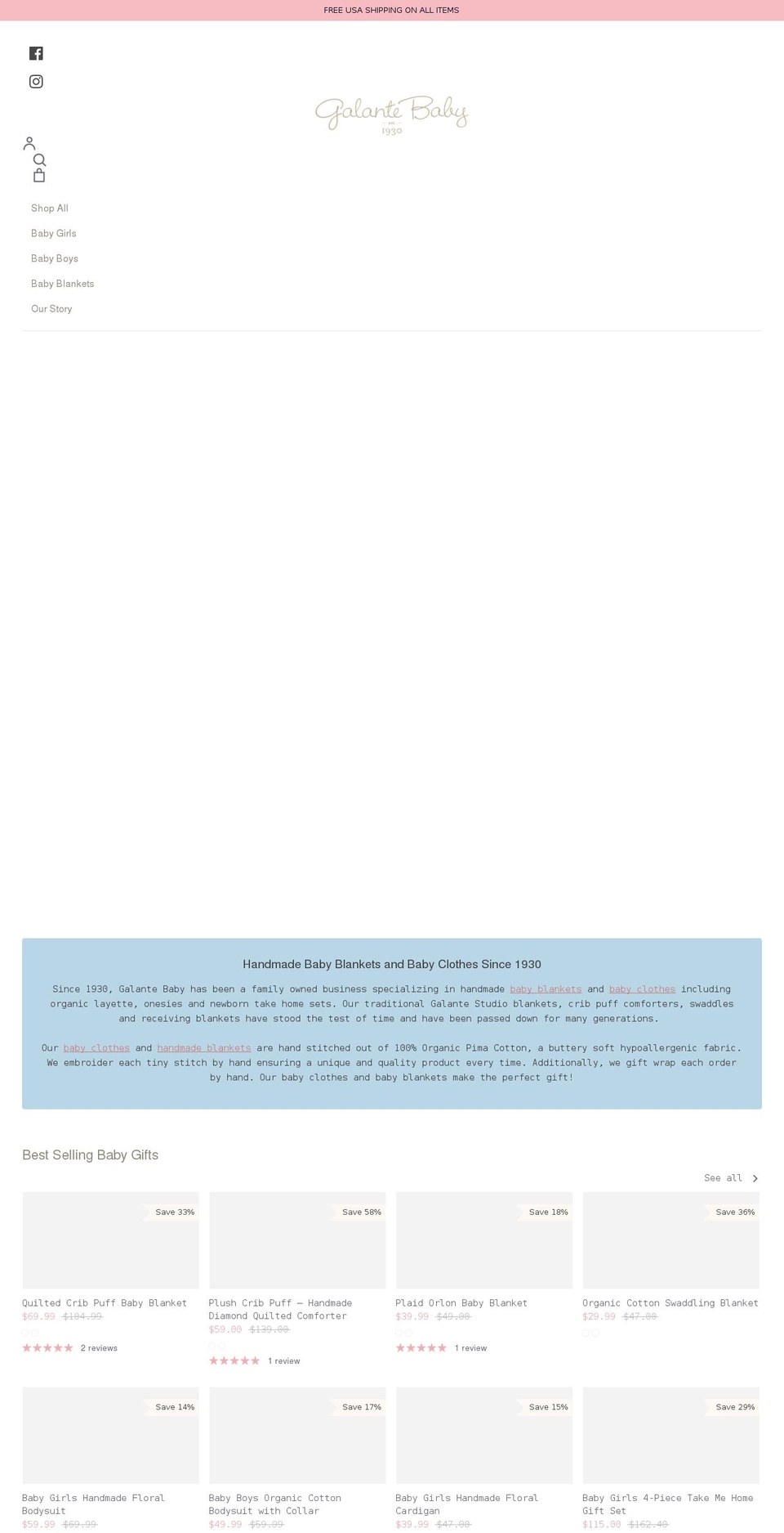 galantebaby.com shopify website screenshot