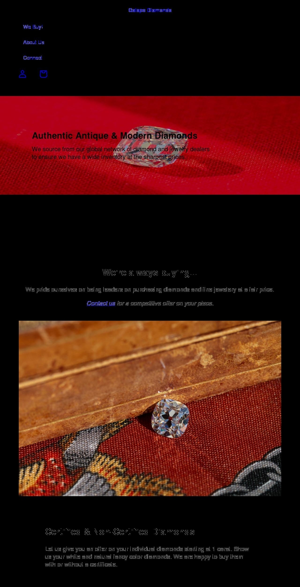 galapodiamonds.com shopify website screenshot