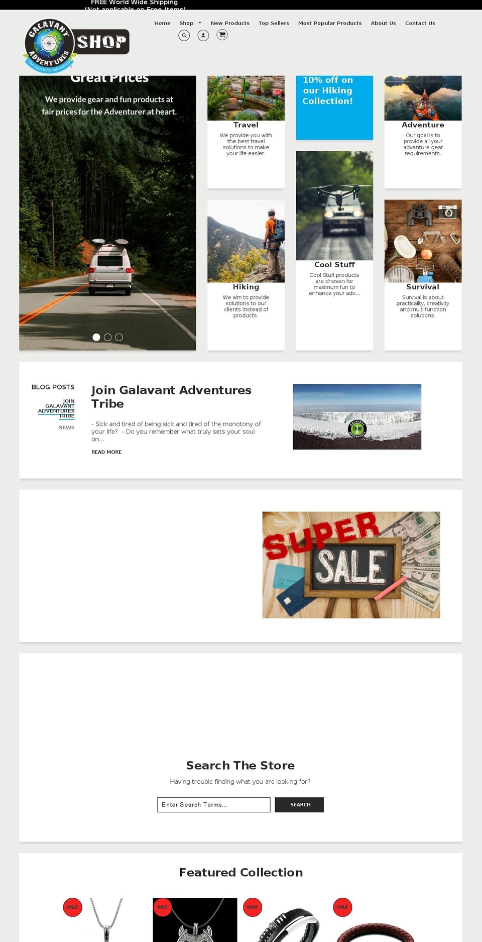 galavantadventuresshop.com shopify website screenshot