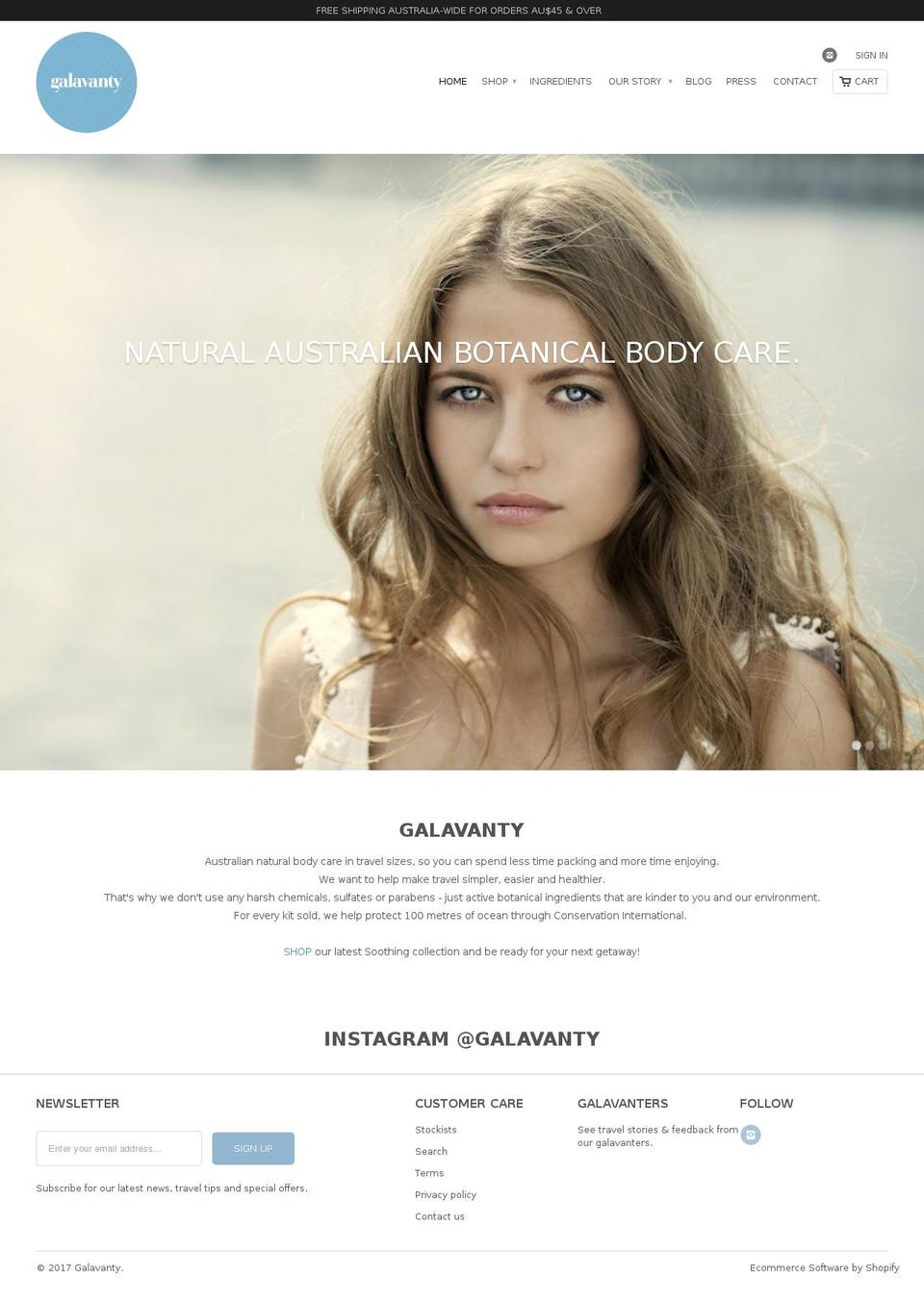 galavanty.com.au shopify website screenshot