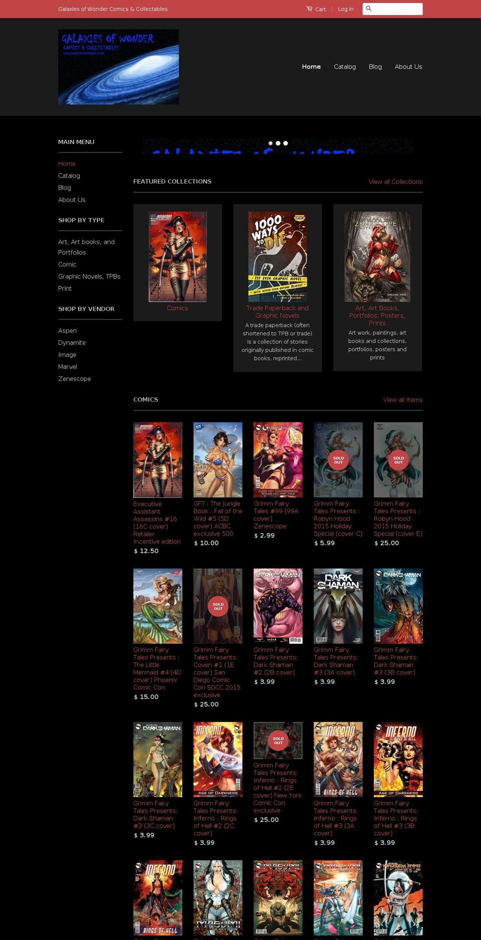 galaxiesofwonder.com shopify website screenshot