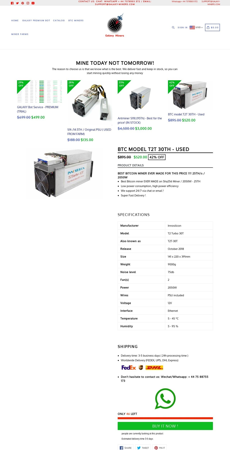galaxy-miners.com — Shopify storefront screenshot
