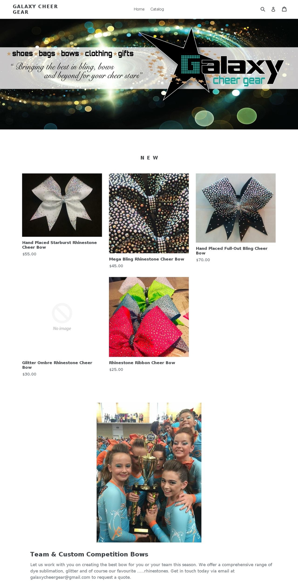 galaxycheergear.com — Shopify storefront screenshot