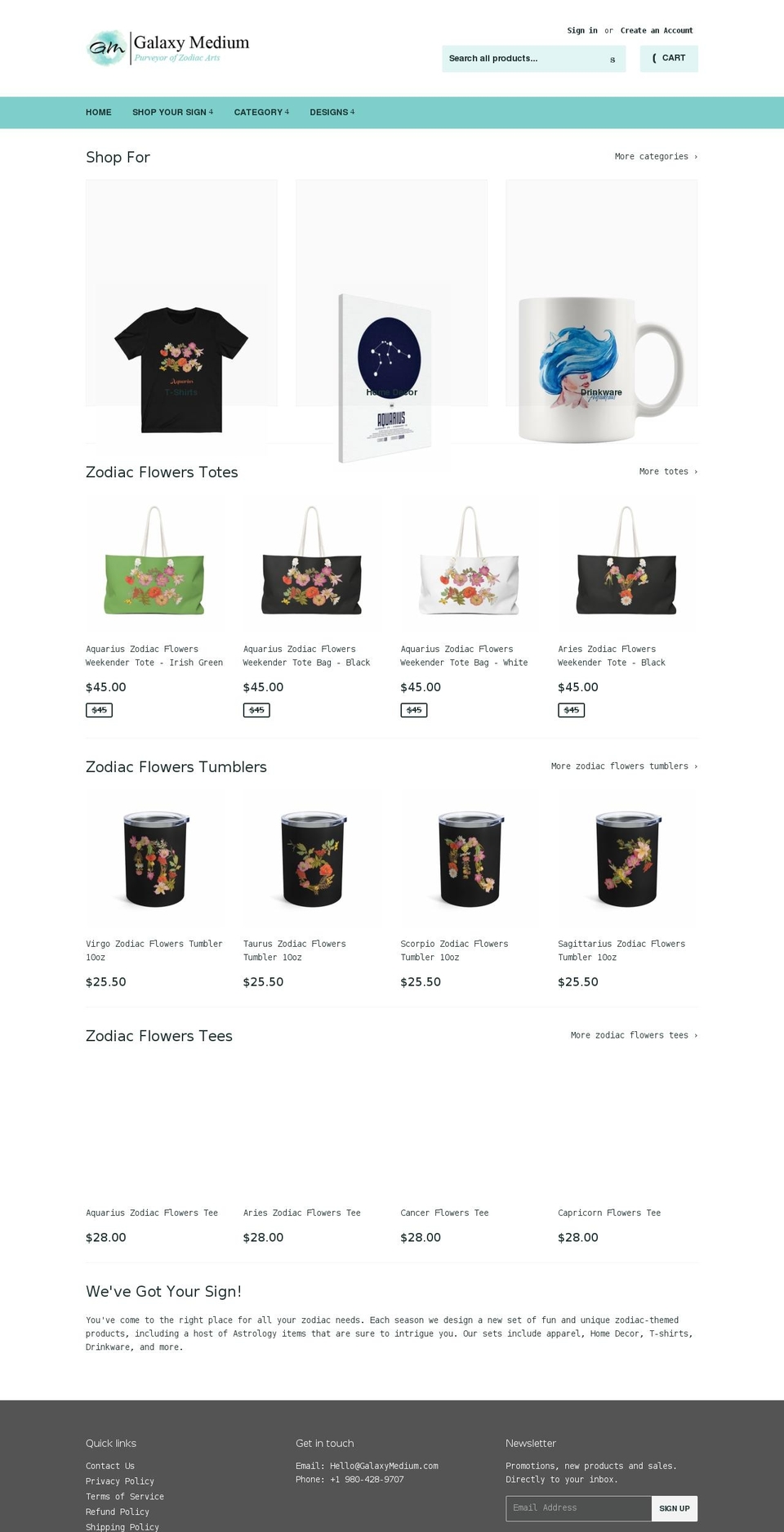 galaxymedium.com shopify website screenshot