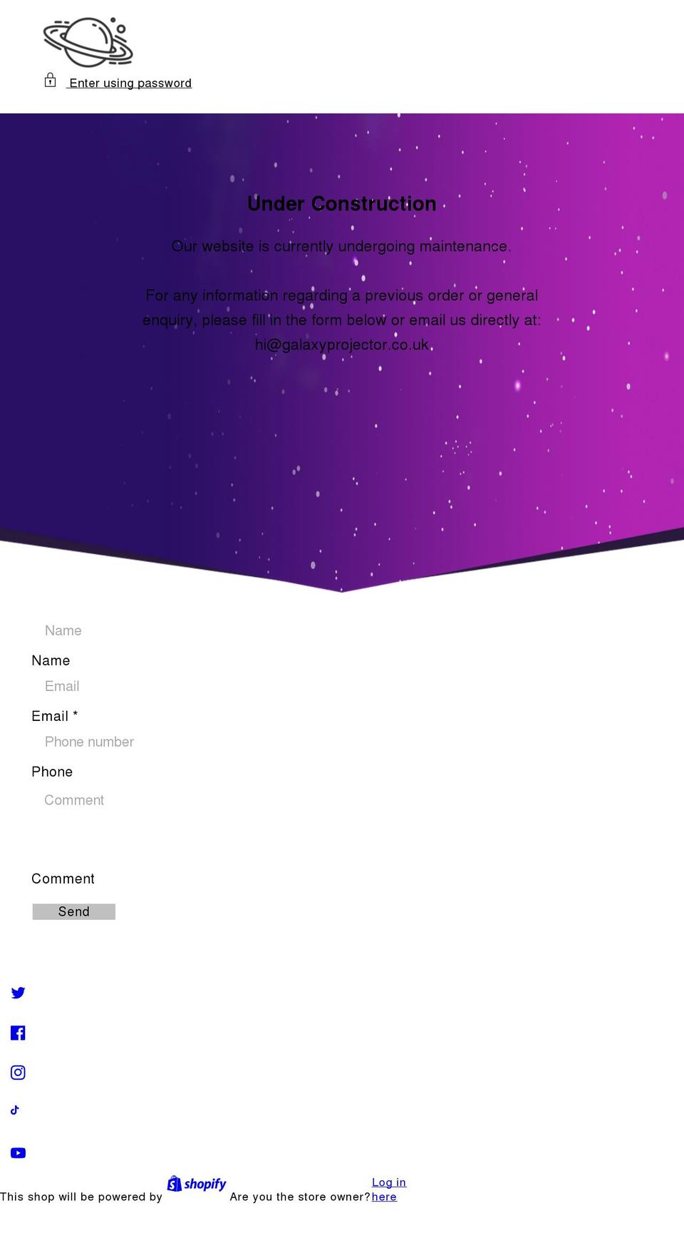 galaxyprojector.co.uk shopify website screenshot