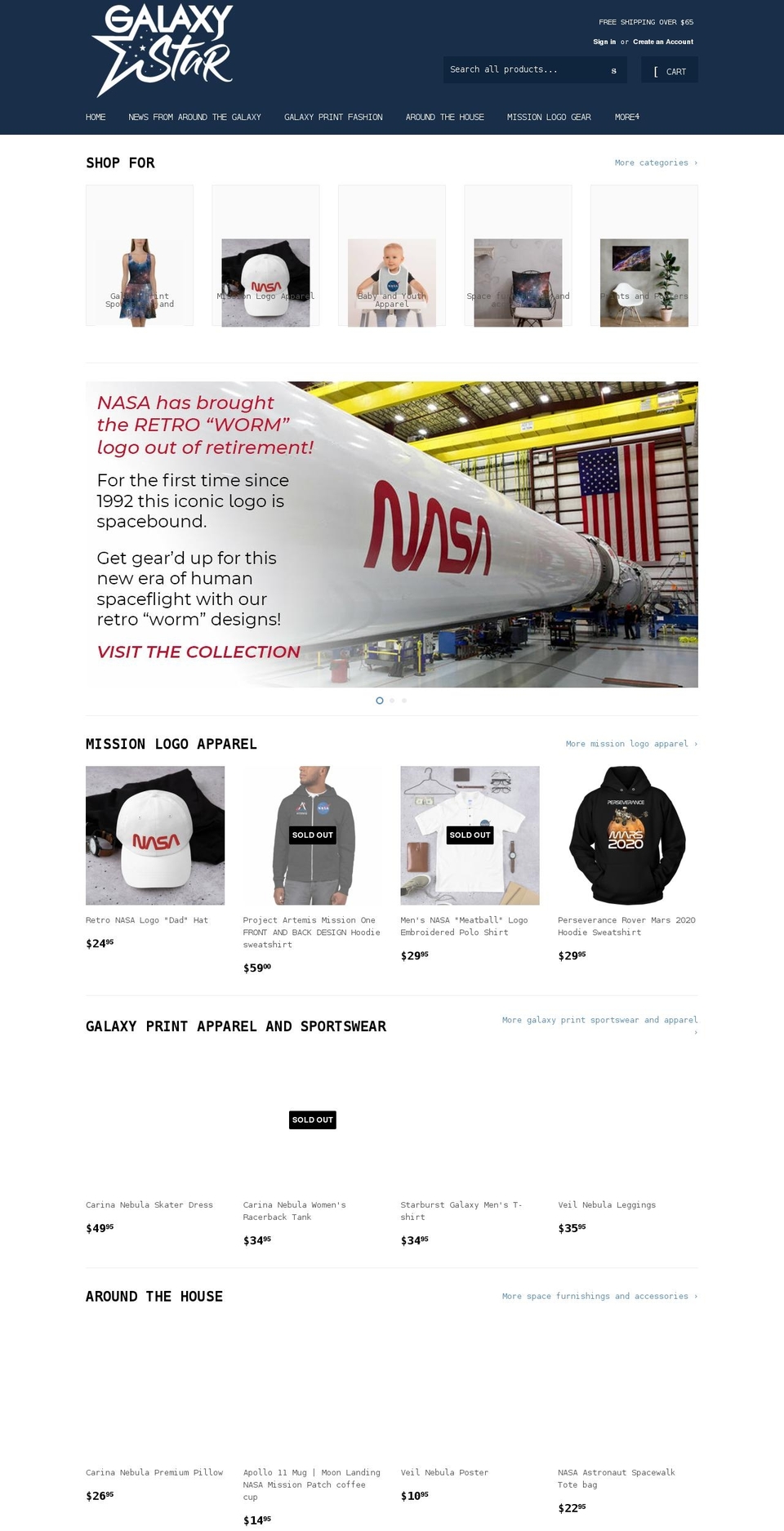 galaxystarapparel.com shopify website screenshot