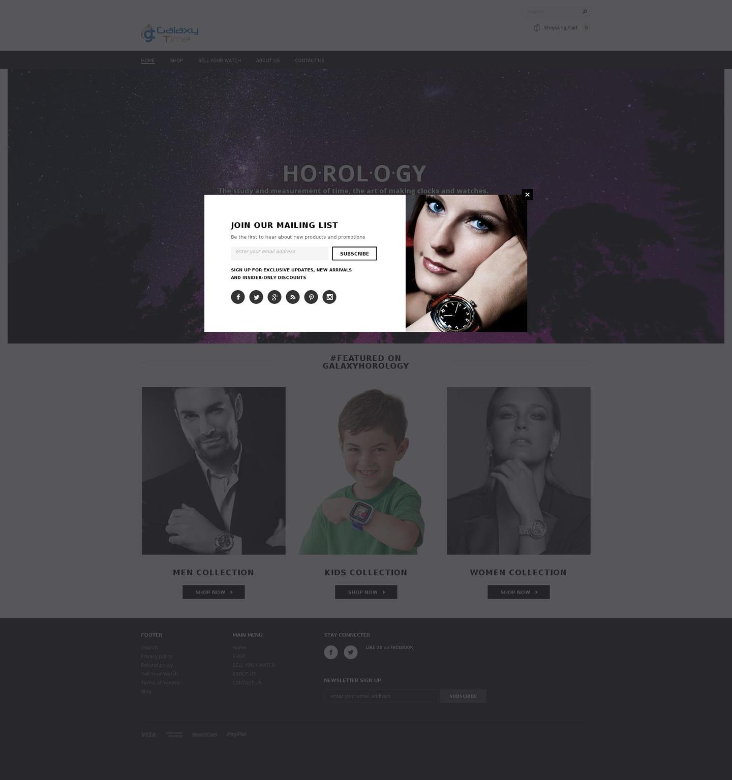 galaxytime.com shopify website screenshot