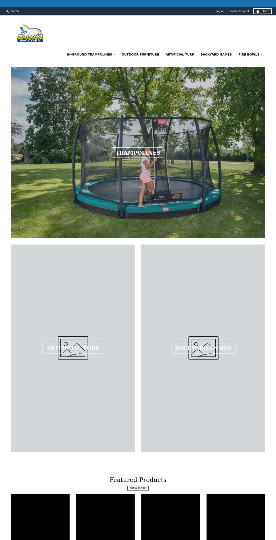 galaxytrampolines.com shopify website screenshot