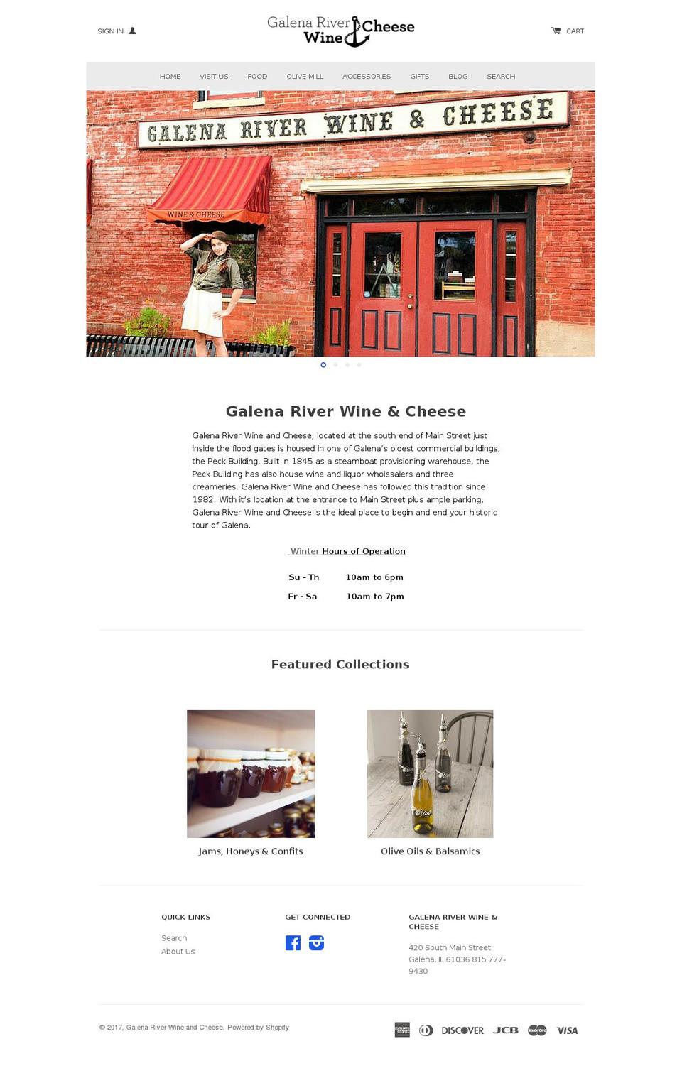 galenariverwineandcheese.com shopify website screenshot