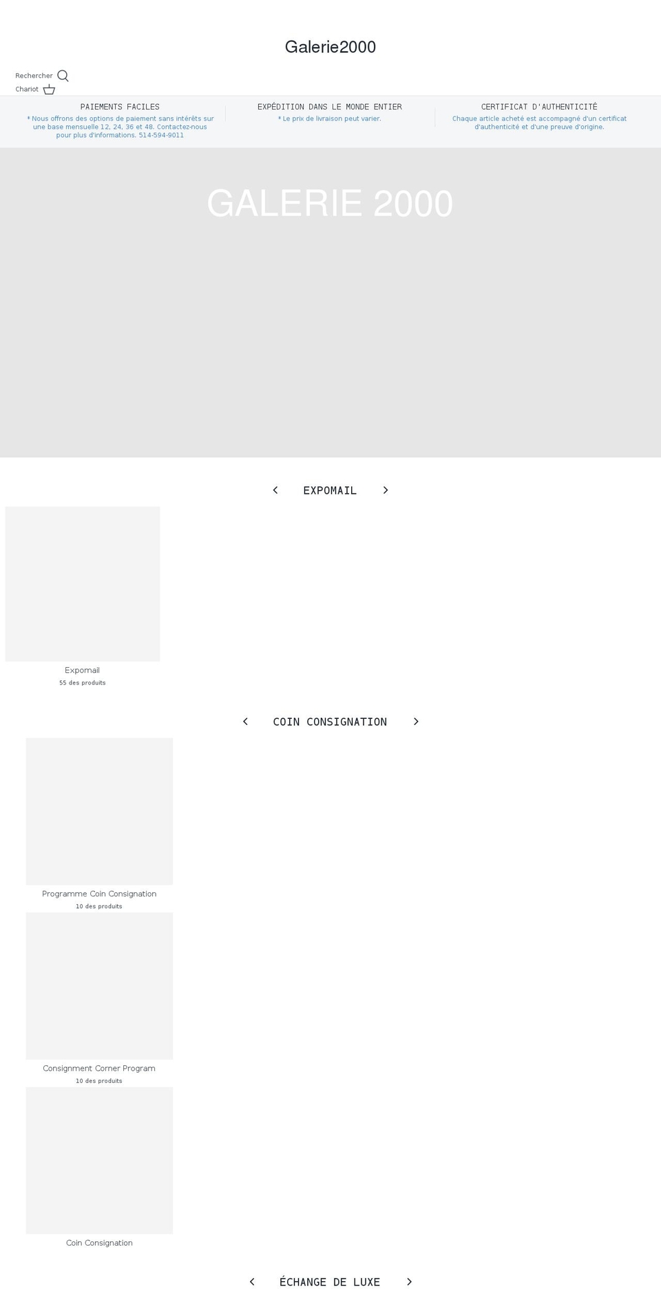 galerie2000.ca shopify website screenshot