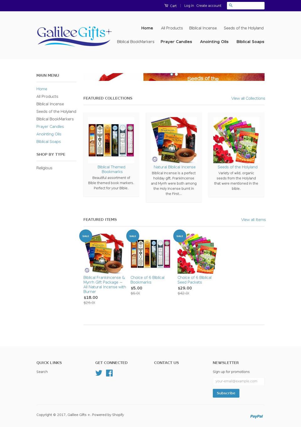 galileegifts.com shopify website screenshot
