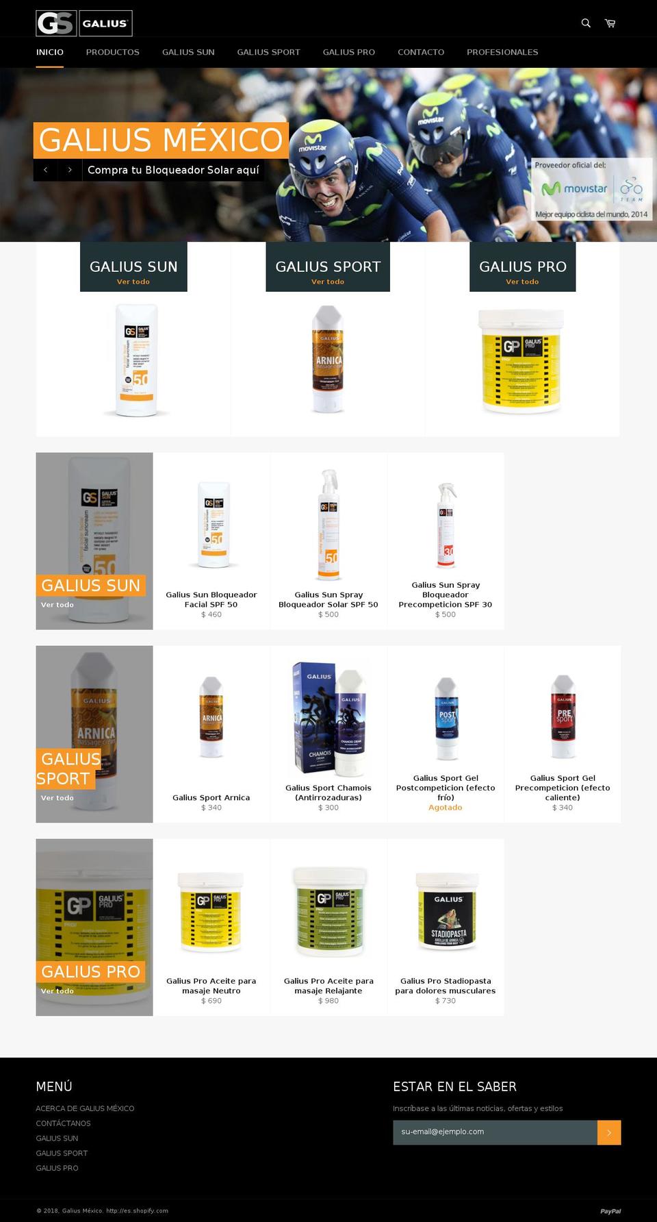 galiusmexico.com — Shopify storefront screenshot
